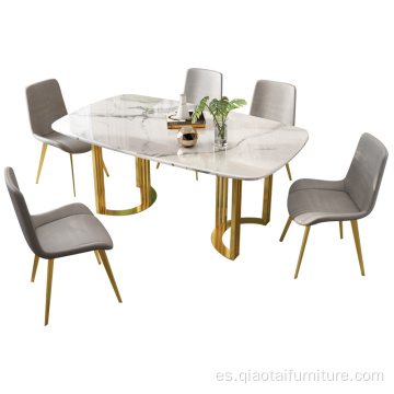 Combinación de silla de mesa de comedor de lujo de acero inoxidable